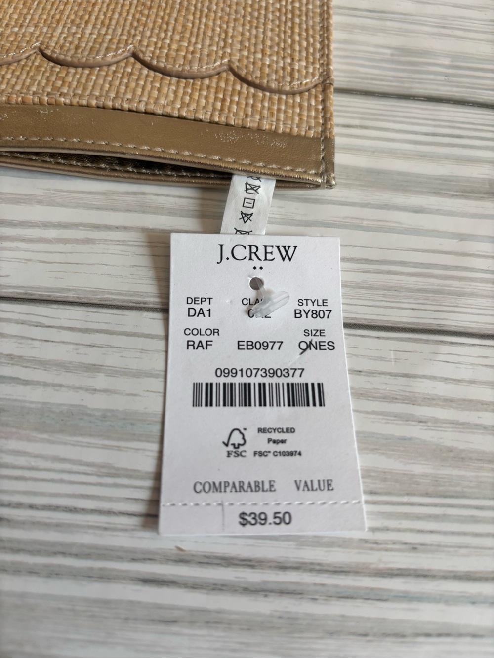 J. Crew Woven scalloped wallet with metallic trim - Picture 5 of 5